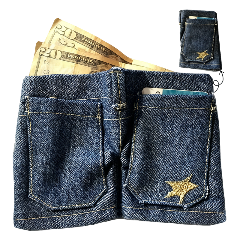 š“Mini Jeans Wallet Foldable Stylish Creative Mini Jeans-Shaped Walletļ¼USAļ¼Made in the USA