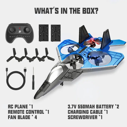 🎅 🎄 CHRISTMAS SALE 50% OFF -Foam Drone RC Airplane for Kids and Beginners, Remote Control Plane Fighter Jet with LED Light, Auto Hovering, 360° Flip and 2 Batteries (30 Mins)