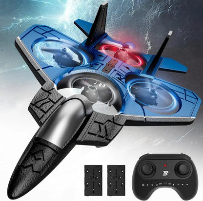 🎅 🎄 CHRISTMAS SALE 50% OFF -Foam Drone RC Airplane for Kids and Beginners, Remote Control Plane Fighter Jet with LED Light, Auto Hovering, 360° Flip and 2 Batteries (30 Mins)
