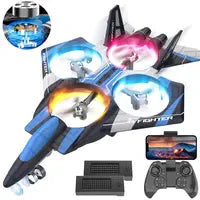🎅 🎄 CHRISTMAS SALE 50% OFF -Foam Drone RC Airplane for Kids and Beginners, Remote Control Plane Fighter Jet with LED Light, Auto Hovering, 360° Flip and 2 Batteries (30 Mins)