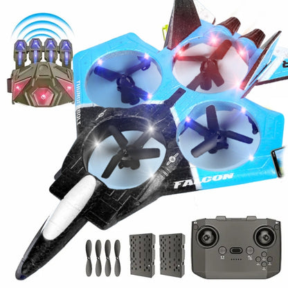 🎅 🎄 CHRISTMAS SALE 50% OFF -Foam Drone RC Airplane for Kids and Beginners, Remote Control Plane Fighter Jet with LED Light, Auto Hovering, 360° Flip and 2 Batteries (30 Mins)