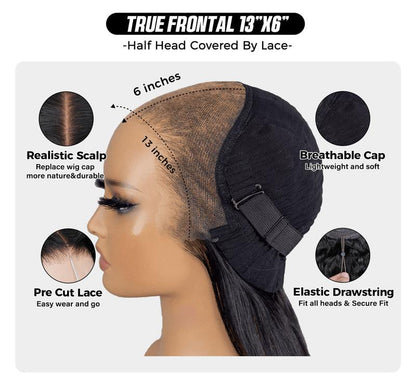 Sale Happening Now:70%OFF Pre-Cut Lace Kinky Straight 360 Full Lace Frontal Glueless Wig With Invisi Drawstring Pre Plucked Human Hair Wig