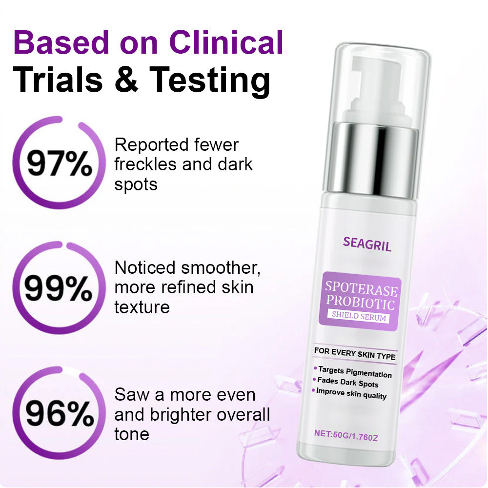 🌟SEAGRIL® 𝐒𝐩𝐨𝐭𝐄𝐫𝐚𝐬𝐞 𝐏𝐫𝐨𝐛𝐢𝐨𝐭𝐢𝐜 𝐒𝐡𝐢𝐞𝐥𝐝 𝐒𝐞𝐫𝐮𝐦 – Fades Dark Spots, Evens Skin Tone & Boosts Radiance✨💜