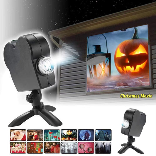 Fashion Halloween Christmas Window Projector Outdoor Atmospheric Feeling Festival Projection Home Room Office US/EU/AU/UK Plug