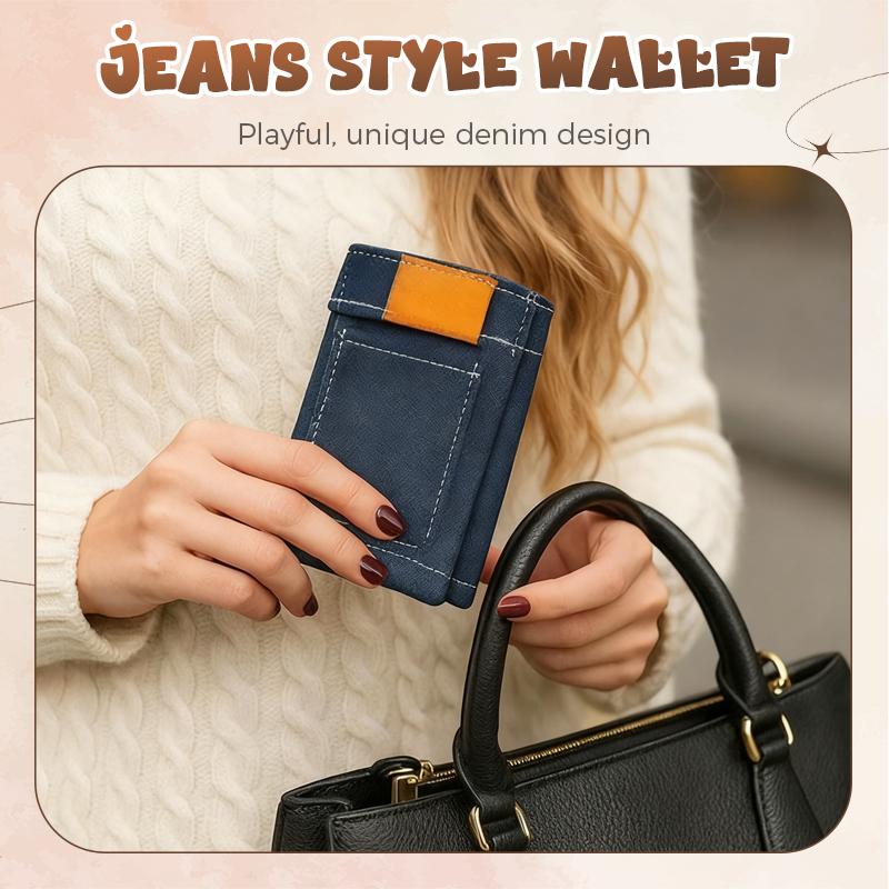 💴Mini Jeans Wallet Foldable Stylish Creative Mini Jeans-Shaped Wallet（USA）Made in the USA